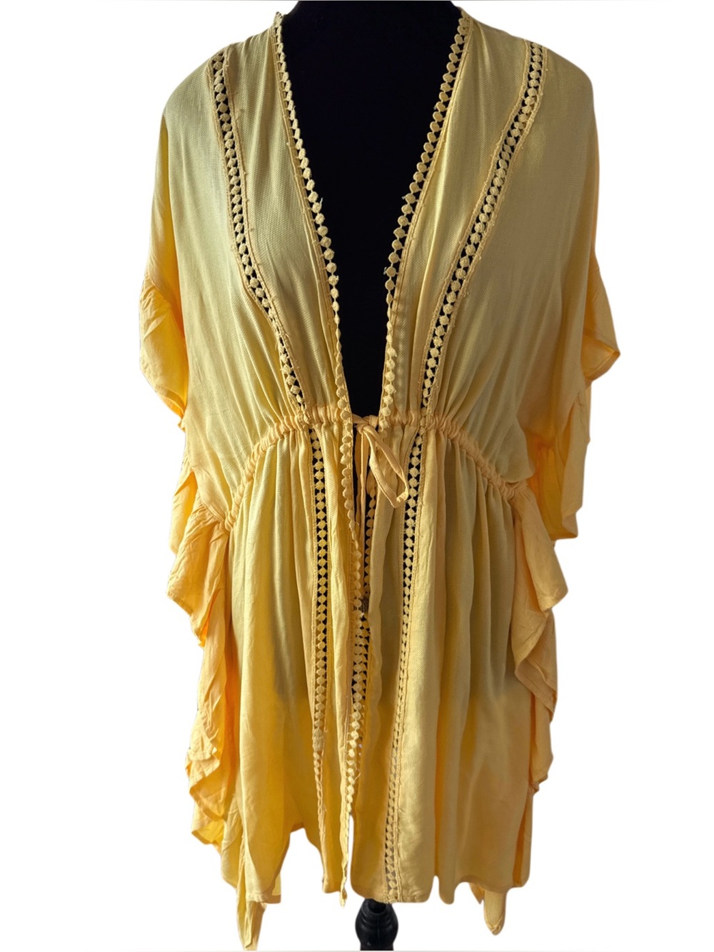 NWT Blue Island Beach Yellow Kimono Swimsuit Cover-Up -Sz M